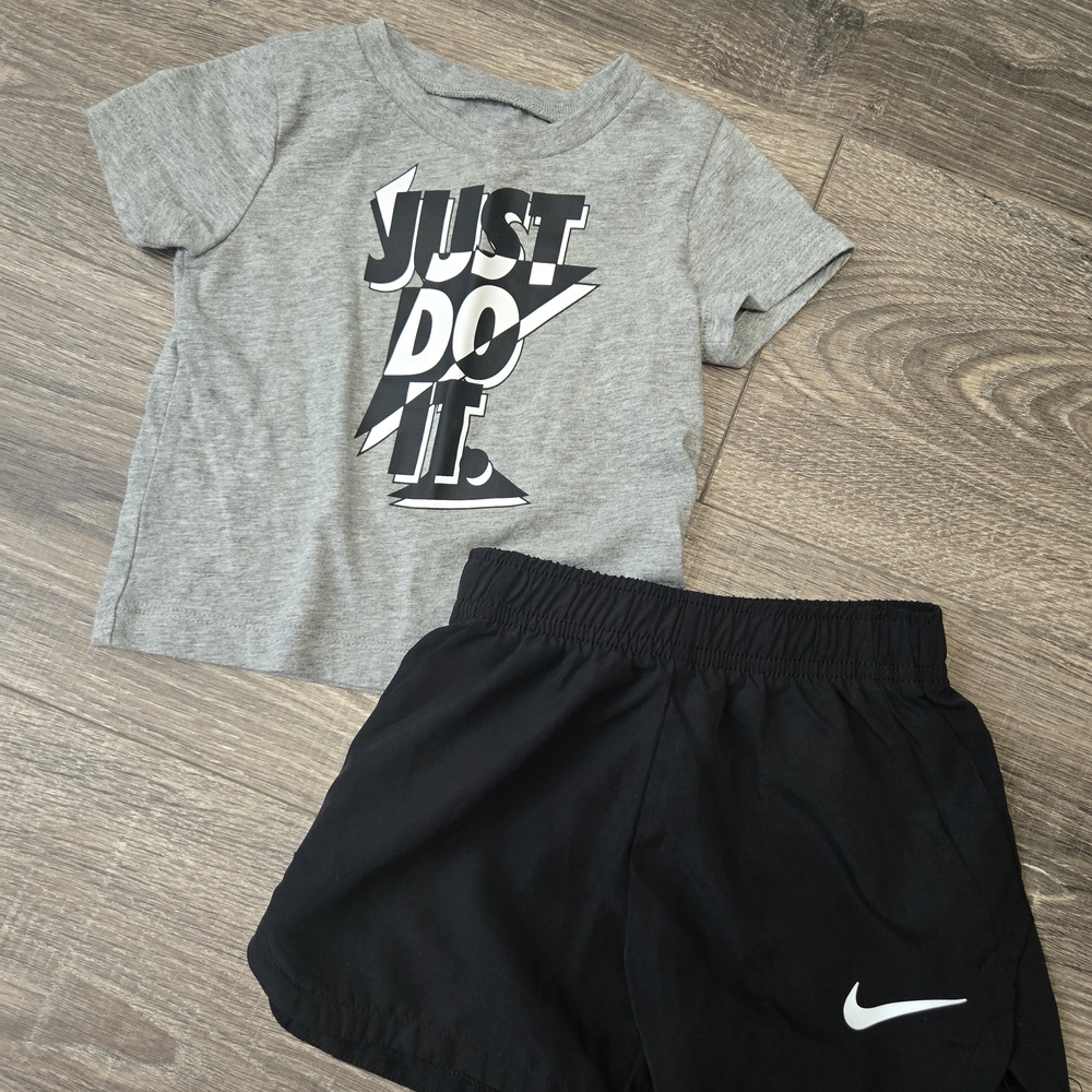 Nike Kids' Gray Tee and Black Shorts Set